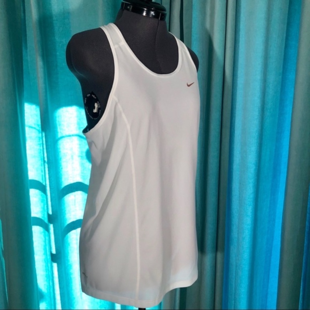 Nike Top Dri-Fit Racer Mesh Back White Tank M